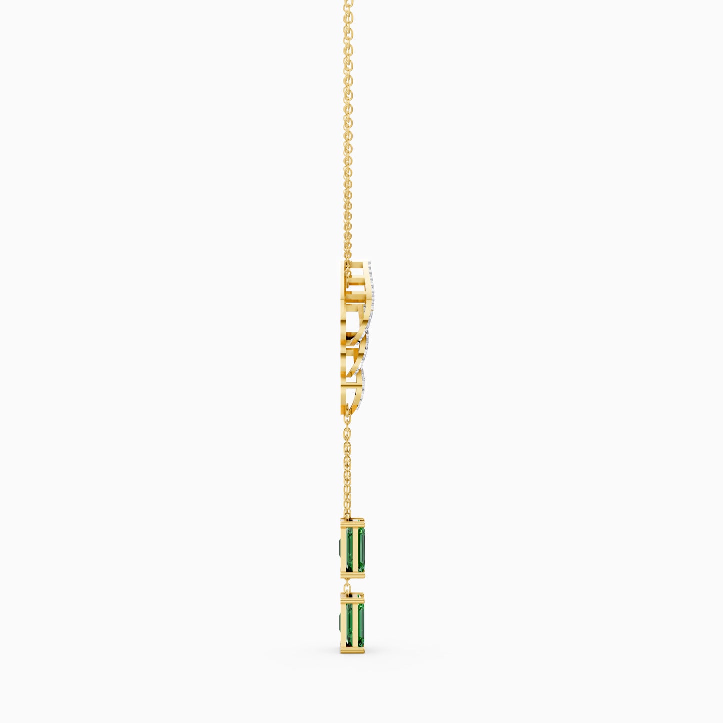 The Emerald-Cut Dual Drop & Round Chevron