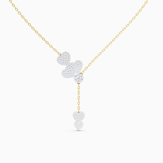 The Asymmetric Round-Stone Heart Cascade - 18KT