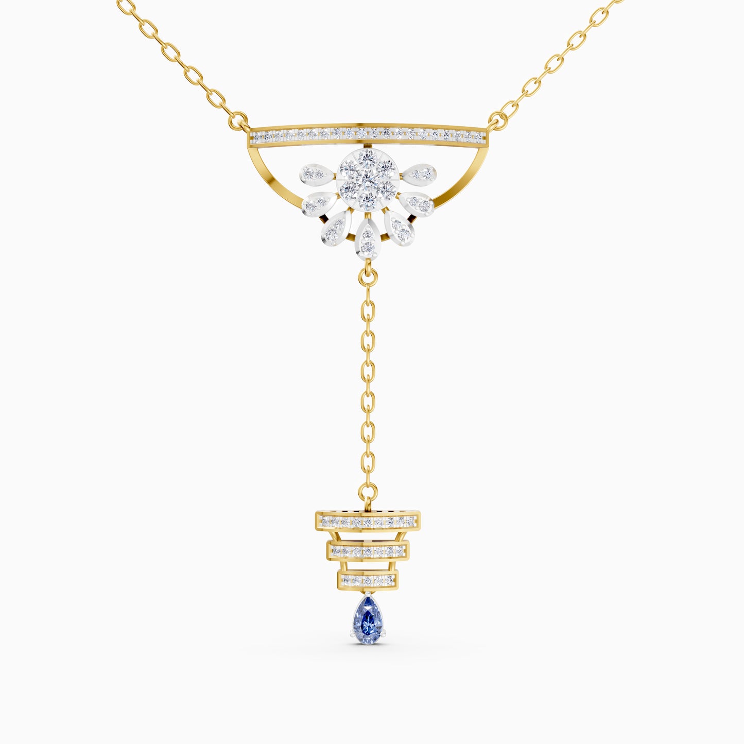Round-Cluster Blossom & Tiered Pear-Cut Pendant