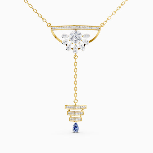 Round-Cluster Blossom & Tiered Pear-Cut Pendant - 18KT