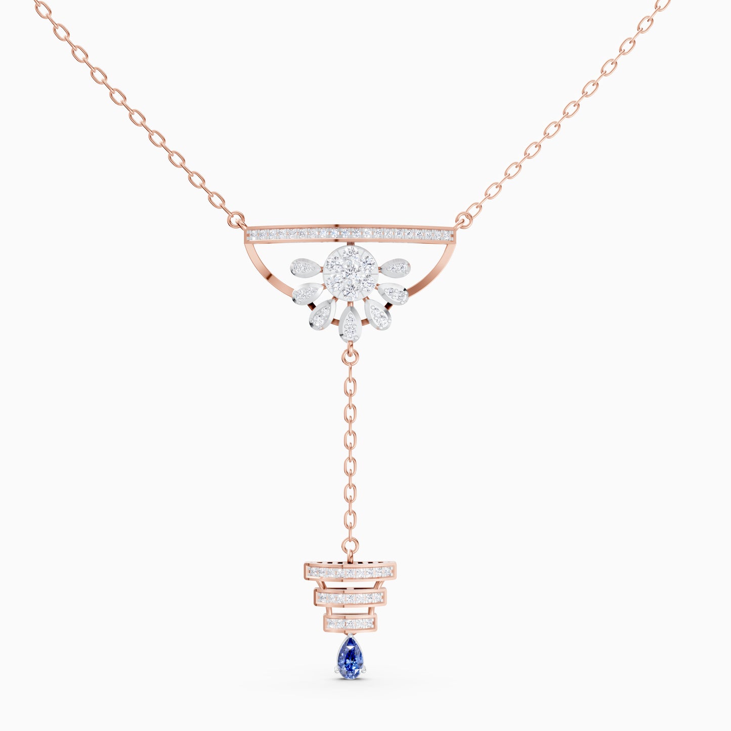 Round-Cluster Blossom & Tiered Pear-Cut Pendant