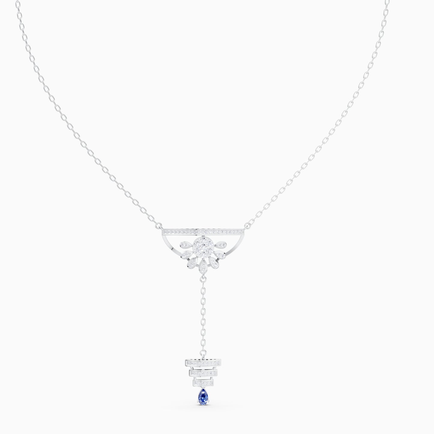 Round-Cluster Blossom & Tiered Pear-Cut Pendant