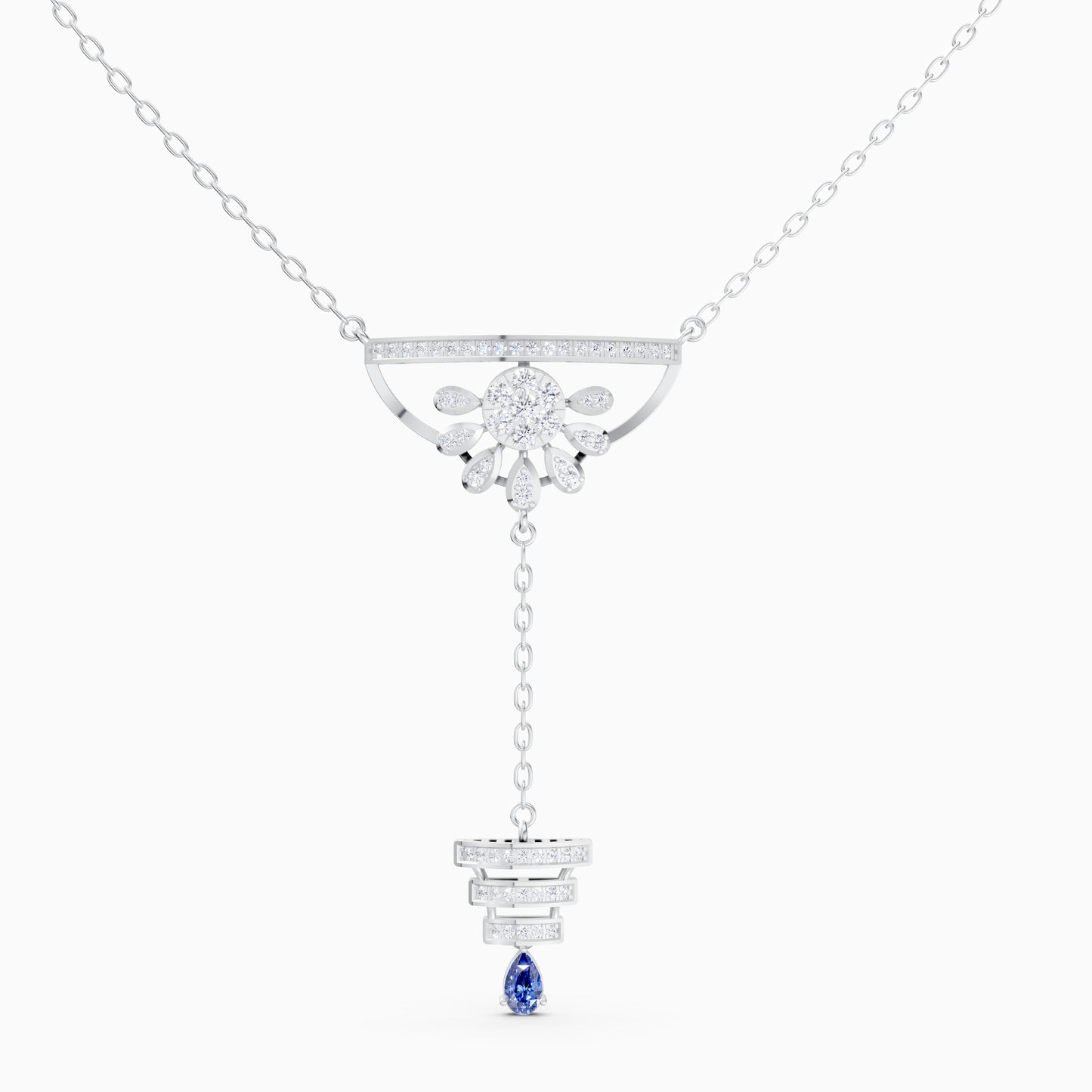 Round-Cluster Blossom & Tiered Pear-Cut Pendant