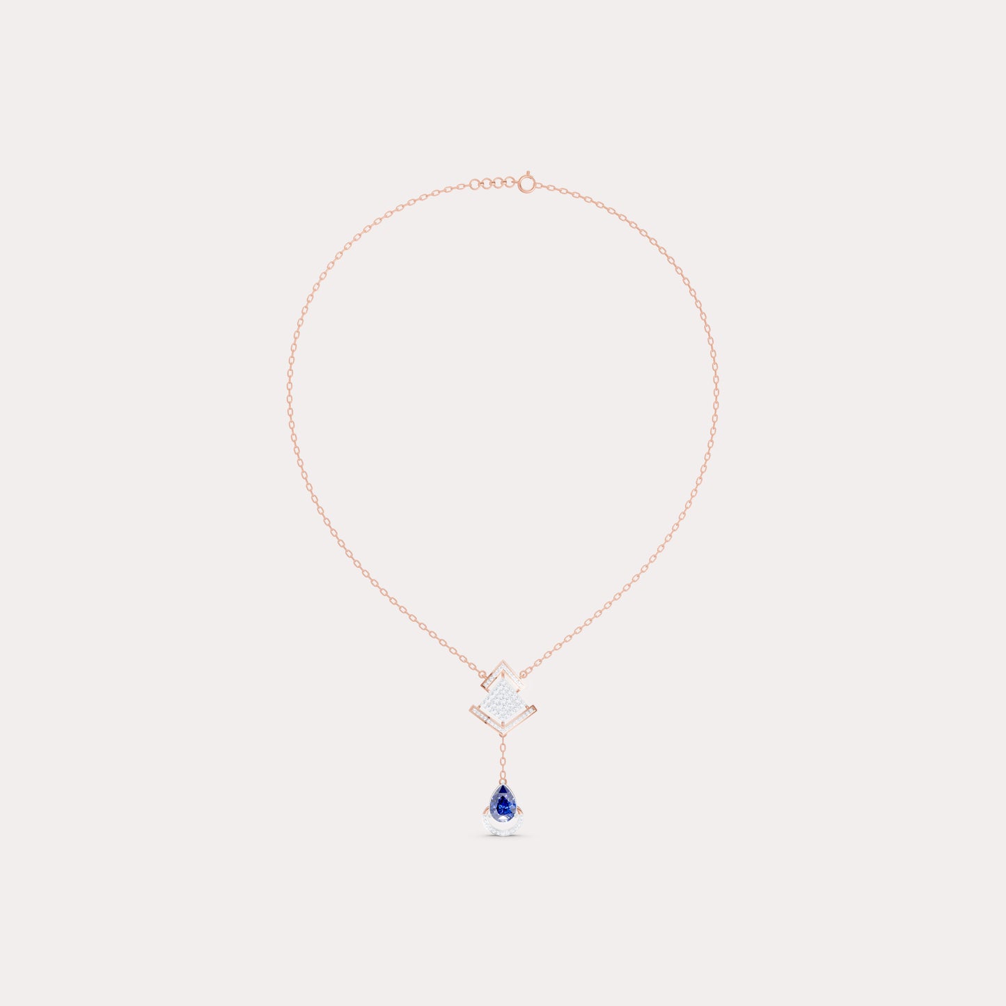 Round-Cluster Rhombus & Pear Crescent Pendant