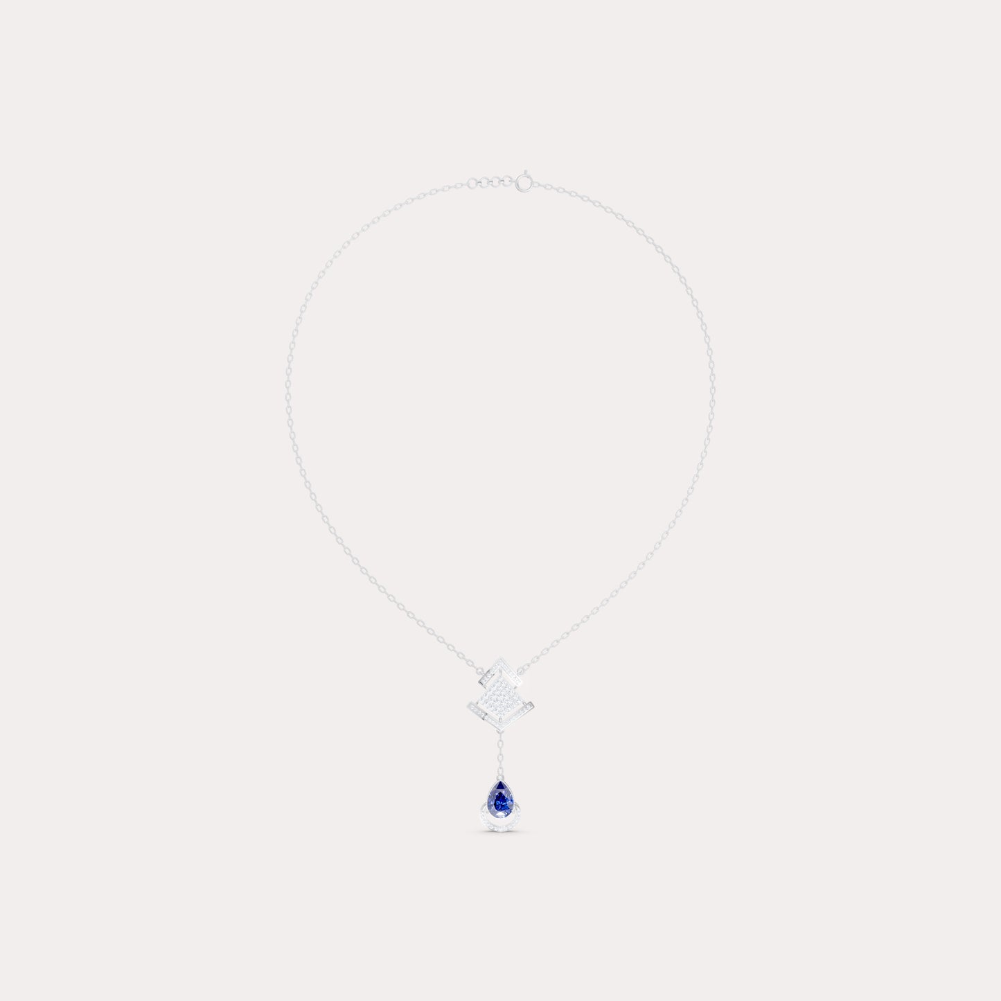 Round-Cluster Rhombus & Pear Crescent Pendant