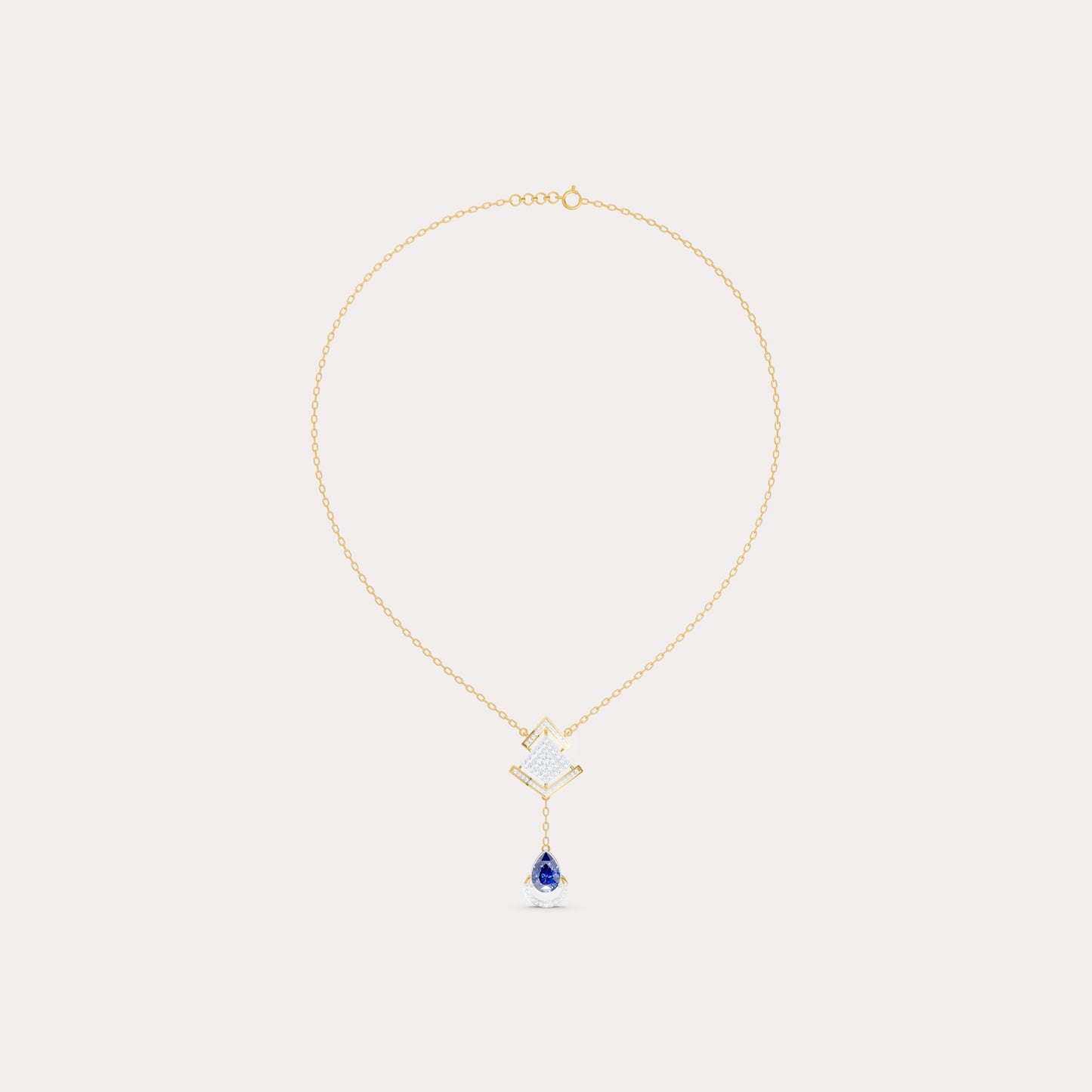 Round-Cluster Rhombus & Pear Crescent Pendant