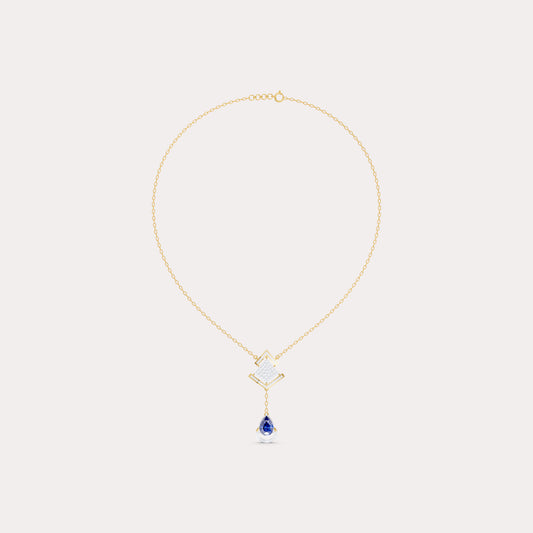 Round-Cluster Rhombus & Pear Crescent Pendant