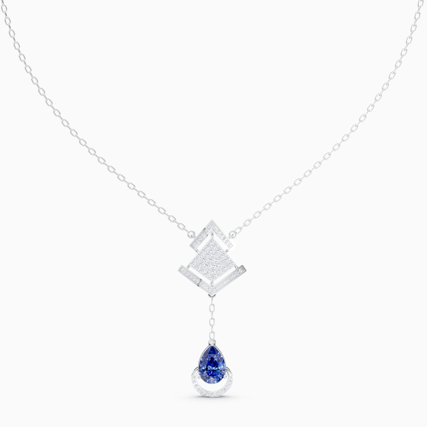 Round-Cluster Rhombus & Pear Crescent Pendant