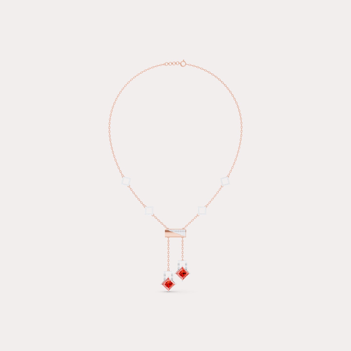 The Geometric Princess-Cut Duo & Round-Cluster Pendant