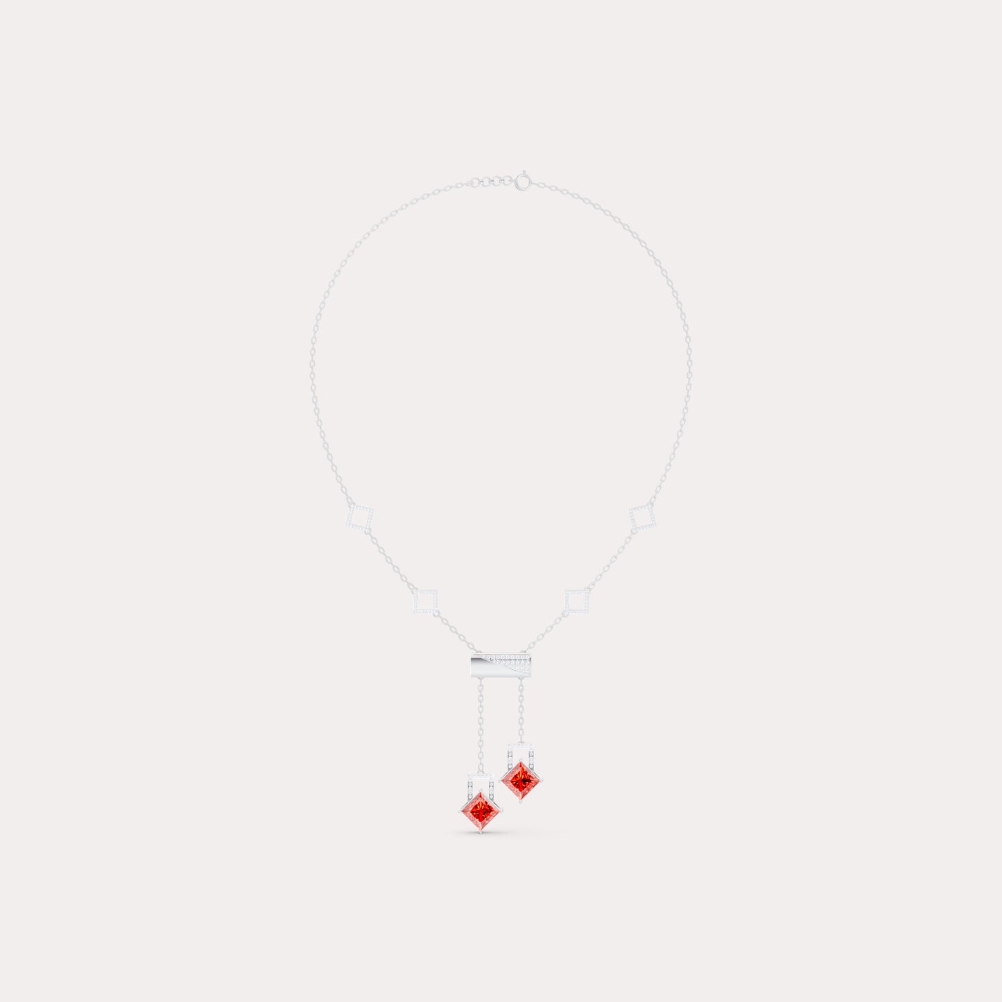 The Geometric Princess-Cut Duo & Round-Cluster Pendant