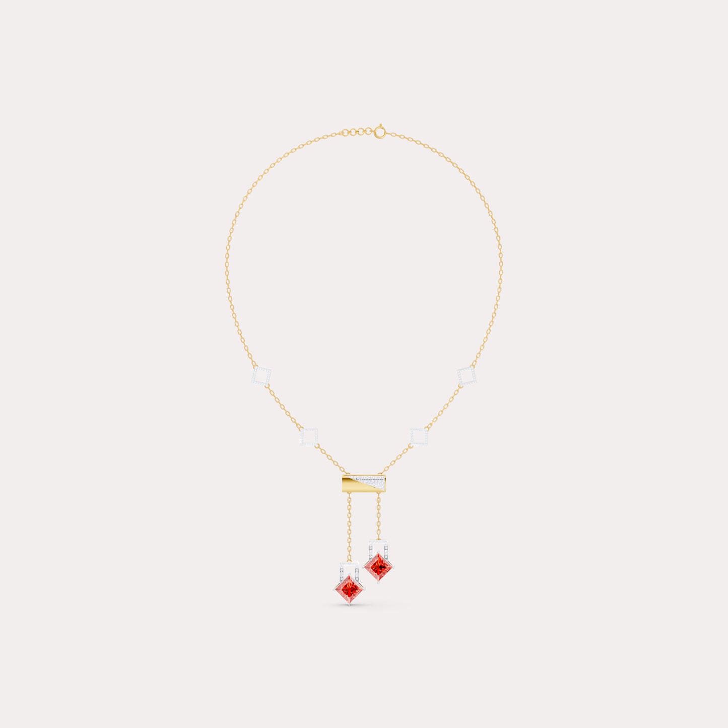 The Geometric Princess-Cut Duo & Round-Cluster Pendant