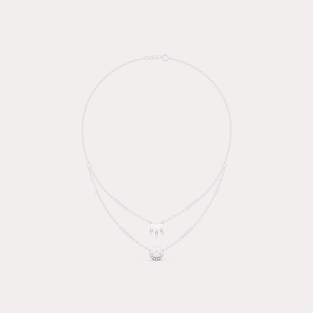 The Round-Cut Multi-Bar Station & Geometric Target Necklace