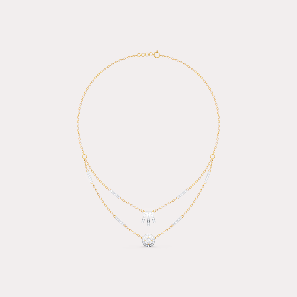 The Round-Cut Multi-Bar Station & Geometric Target Necklace