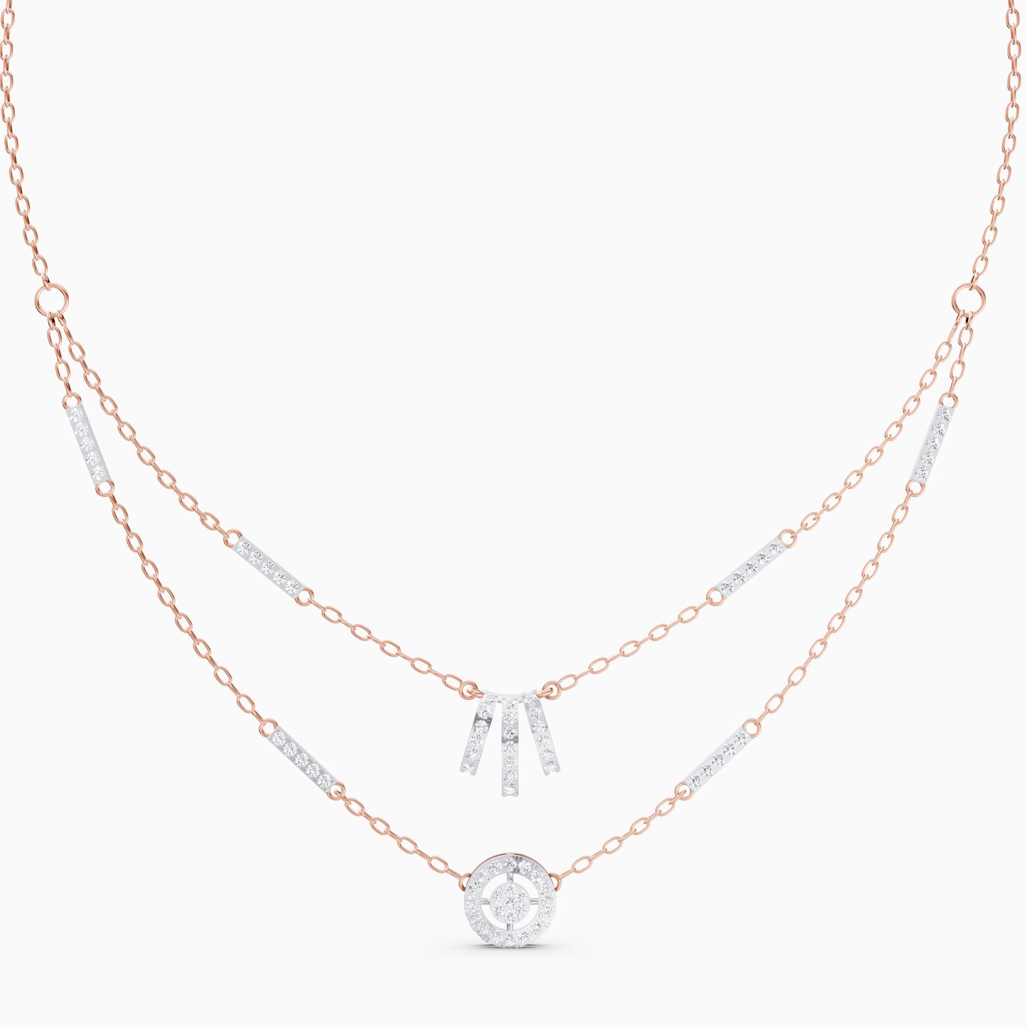 The Round-Cut Multi-Bar Station & Geometric Target Necklace
