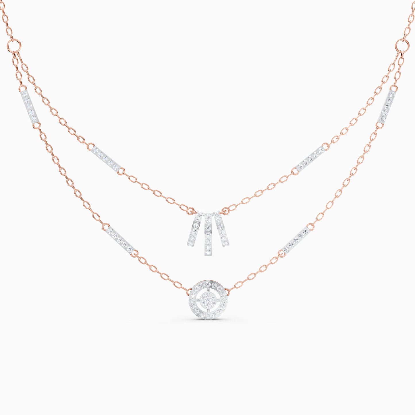The Round-Cut Multi-Bar Station & Geometric Target Necklace