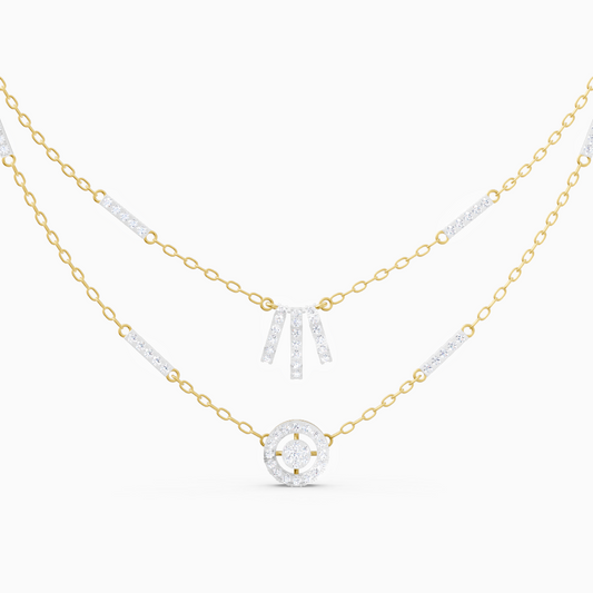 The Round-Cut Multi-Bar Station & Geometric Target Necklace - 18KT