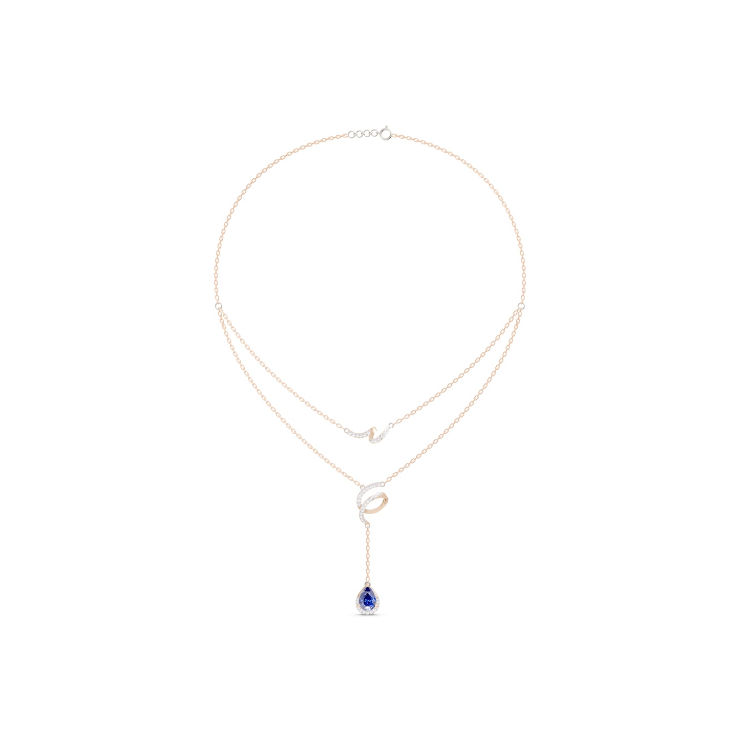 The Interlocking Round-Diamond Ribbon & Pear Cascade