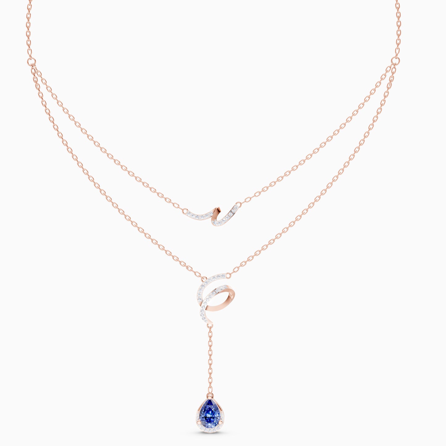 The Interlocking Round-Diamond Ribbon & Pear Cascade