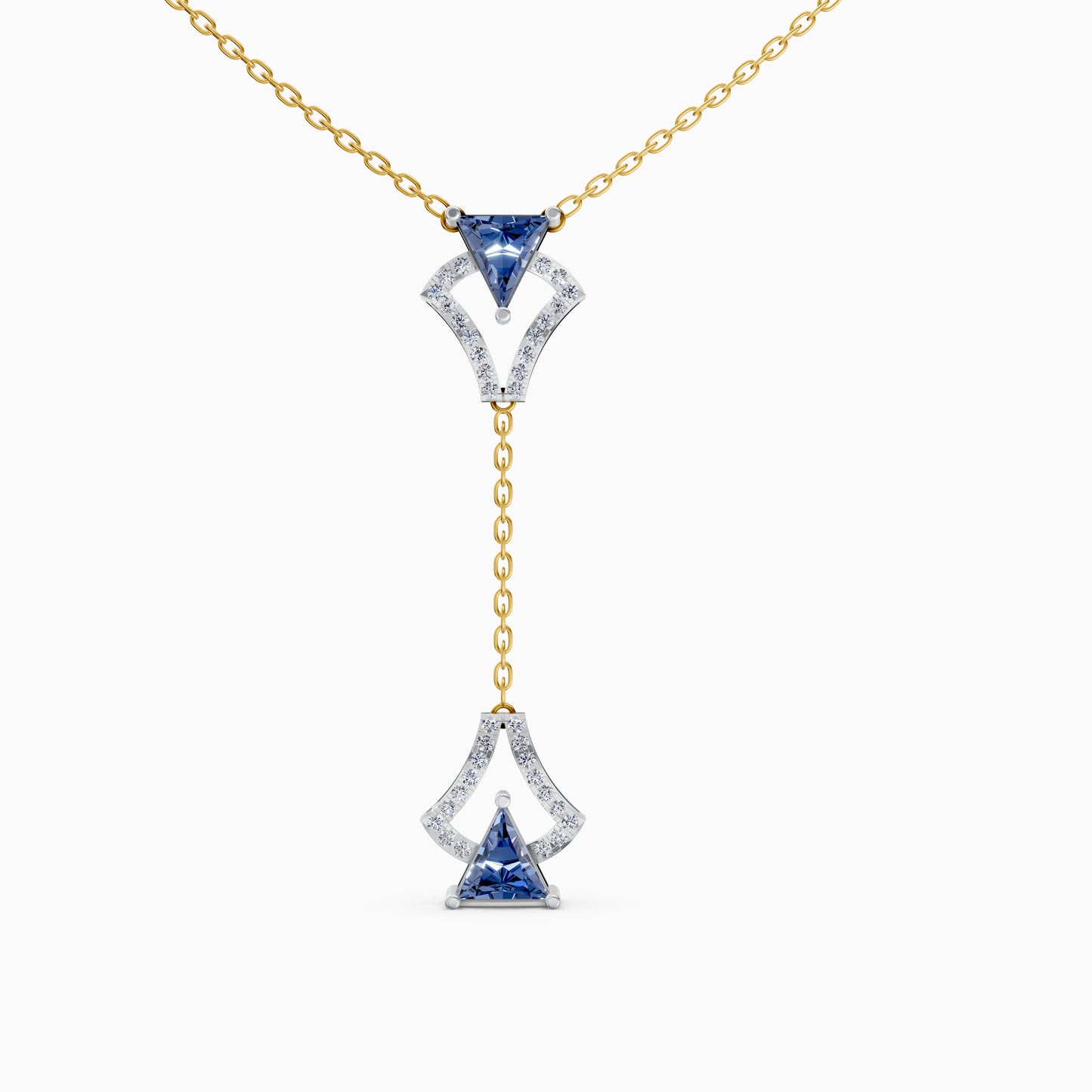 The Modern Triangle-Cut Canopy Lariat Necklace - 18KT