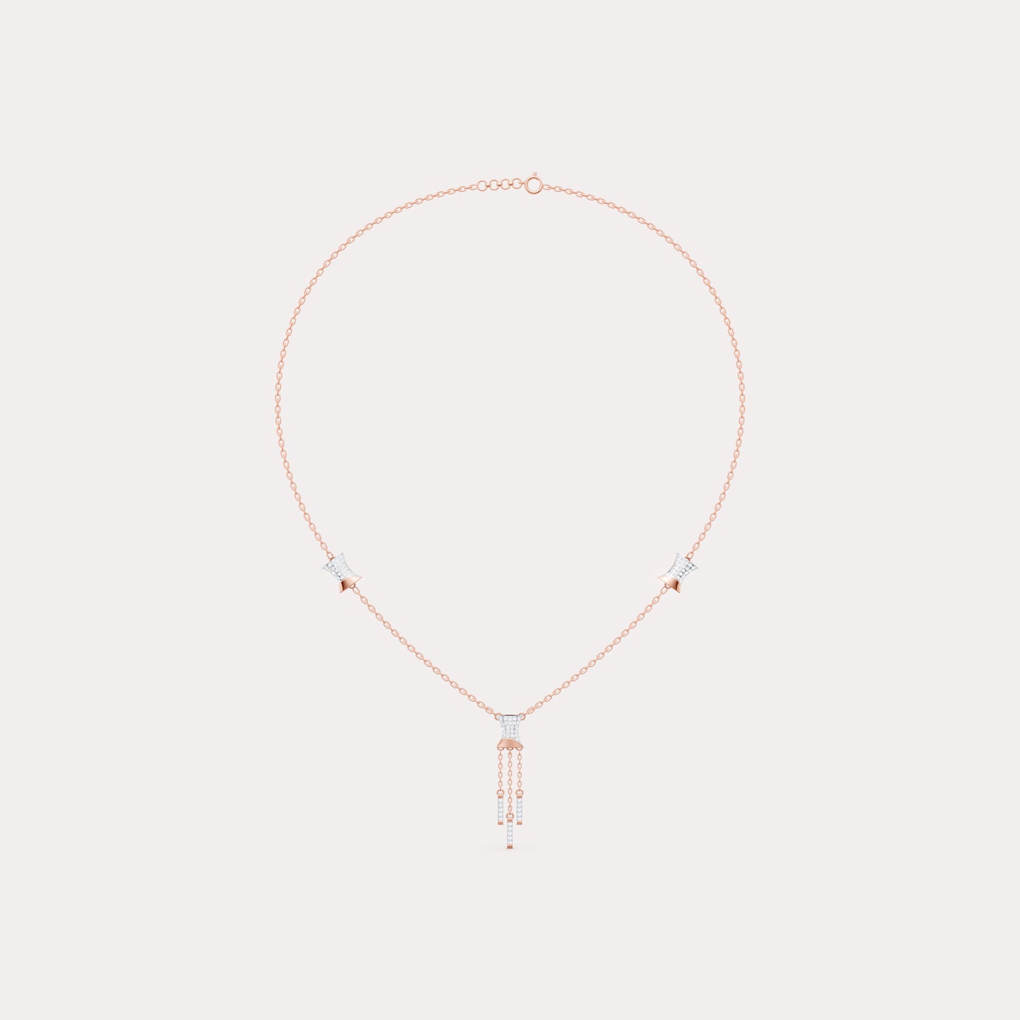 The Architectural Hourglass & Round-Diamond Fringe Pendant