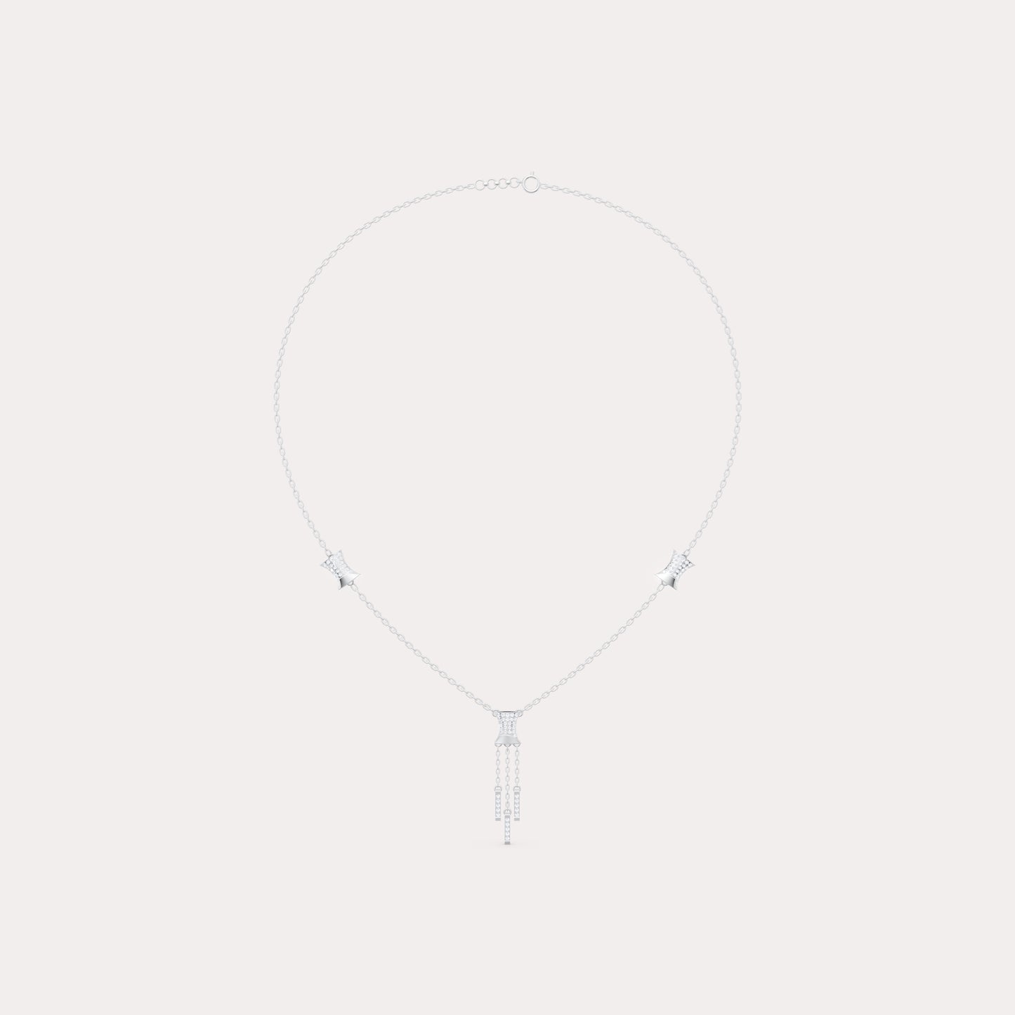 The Architectural Hourglass & Round-Diamond Fringe Pendant