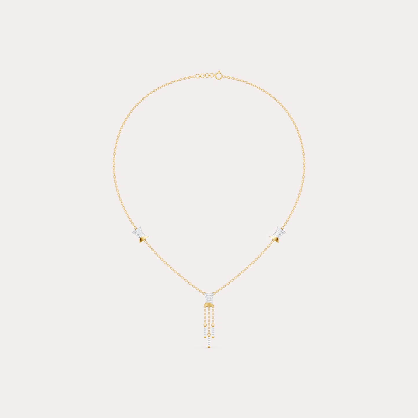 The Architectural Hourglass & Round-Diamond Fringe Pendant