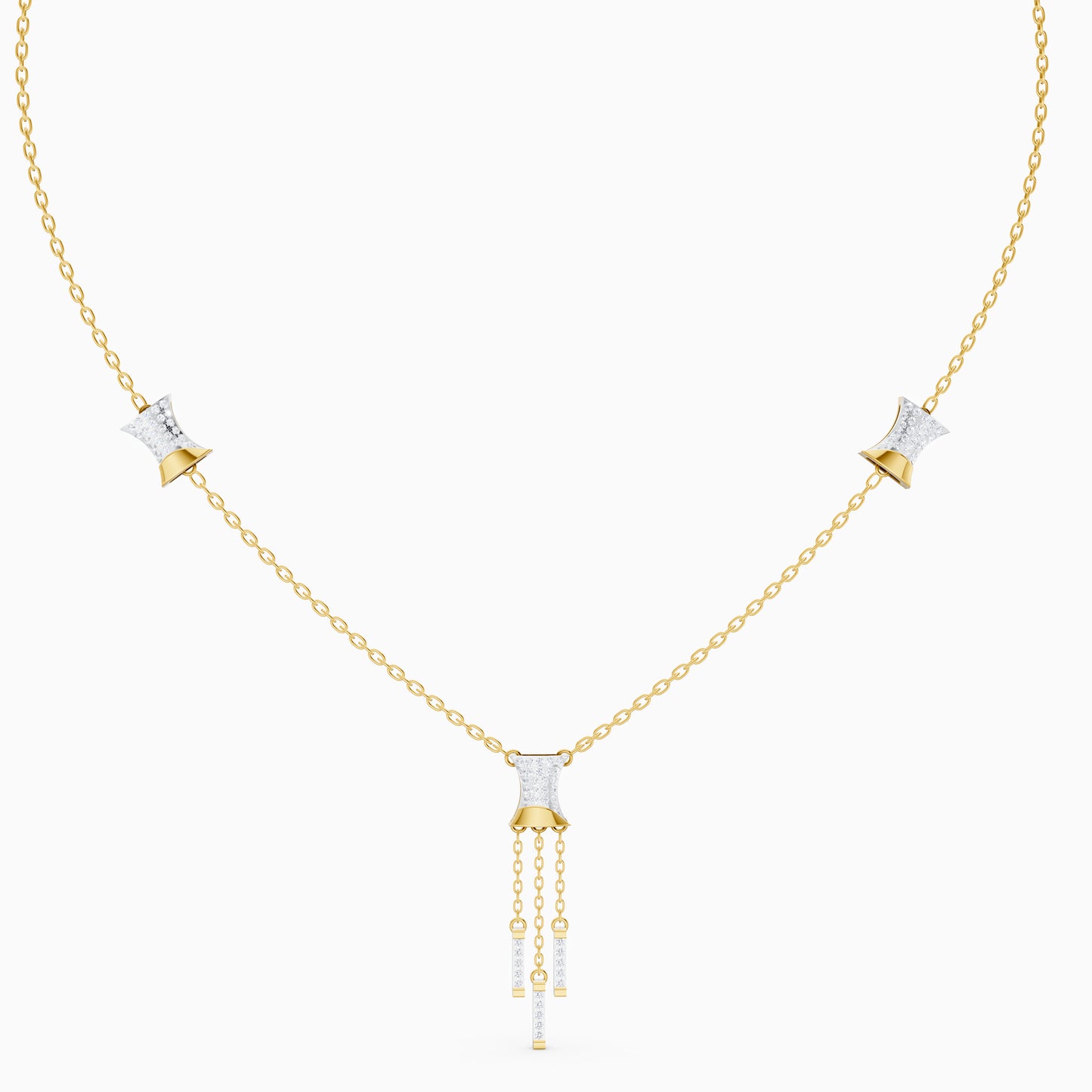 The Architectural Hourglass & Round-Diamond Fringe Pendant
