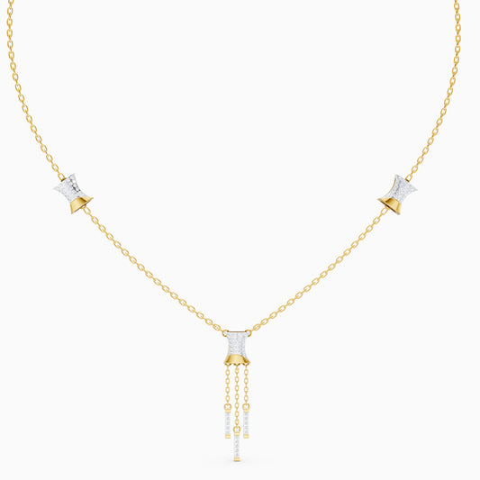 The Architectural Hourglass & Round-Diamond Fringe Pendant