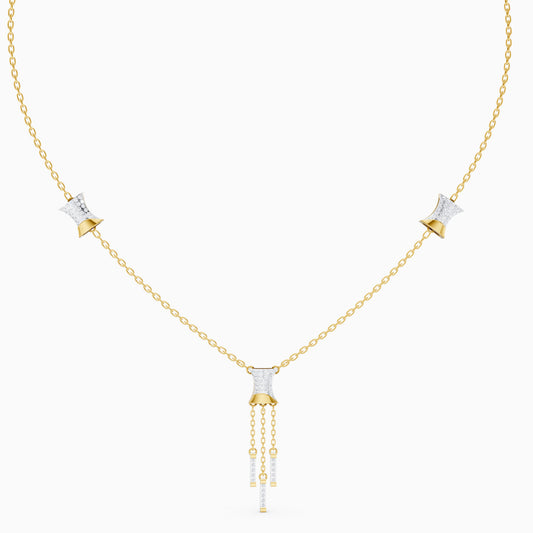 The Architectural Hourglass & Round-Diamond Fringe Pendant - 9KT
