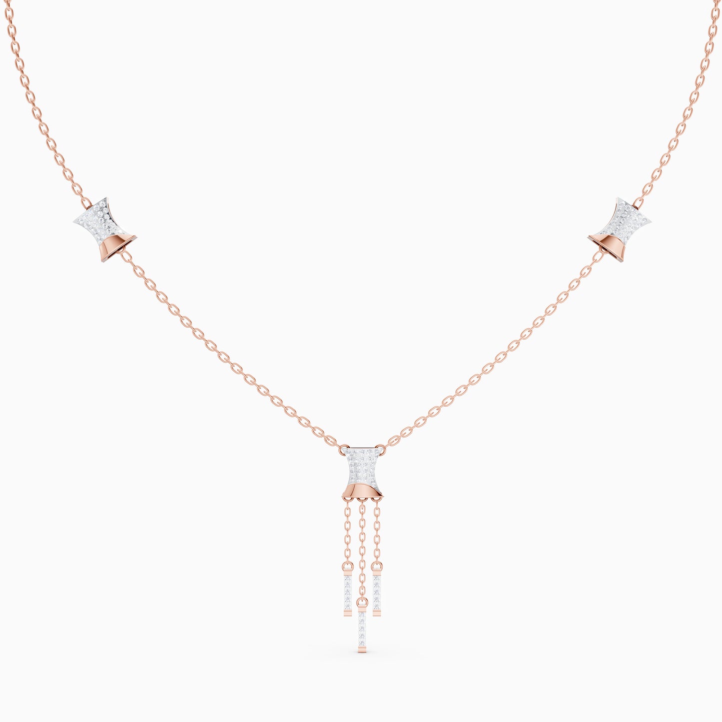 The Architectural Hourglass & Round-Diamond Fringe Pendant