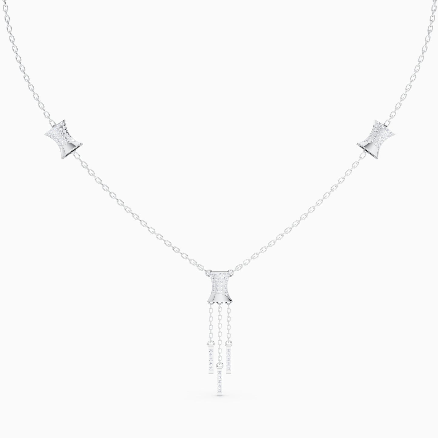 The Architectural Hourglass & Round-Diamond Fringe Pendant