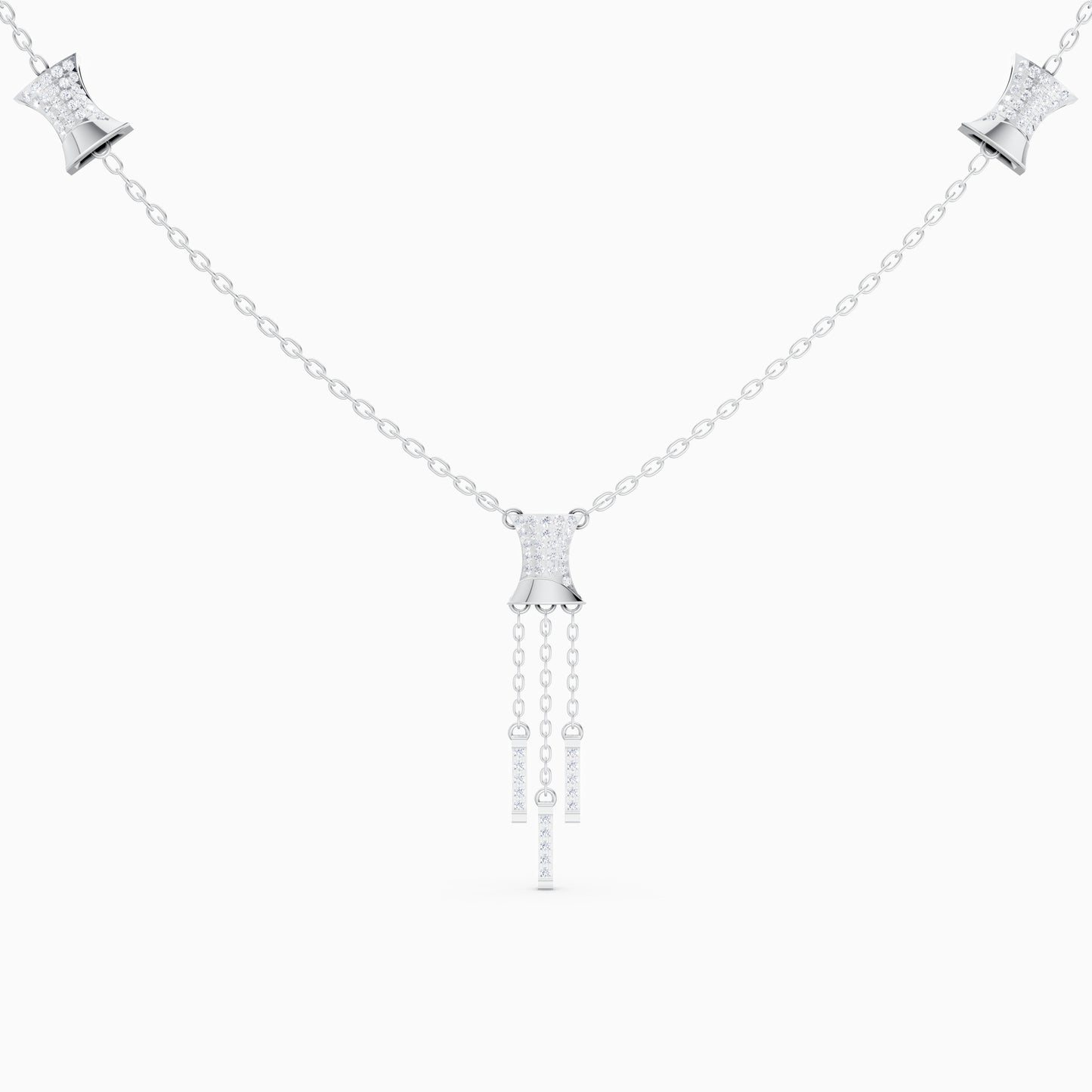 The Architectural Hourglass & Round-Diamond Fringe Pendant