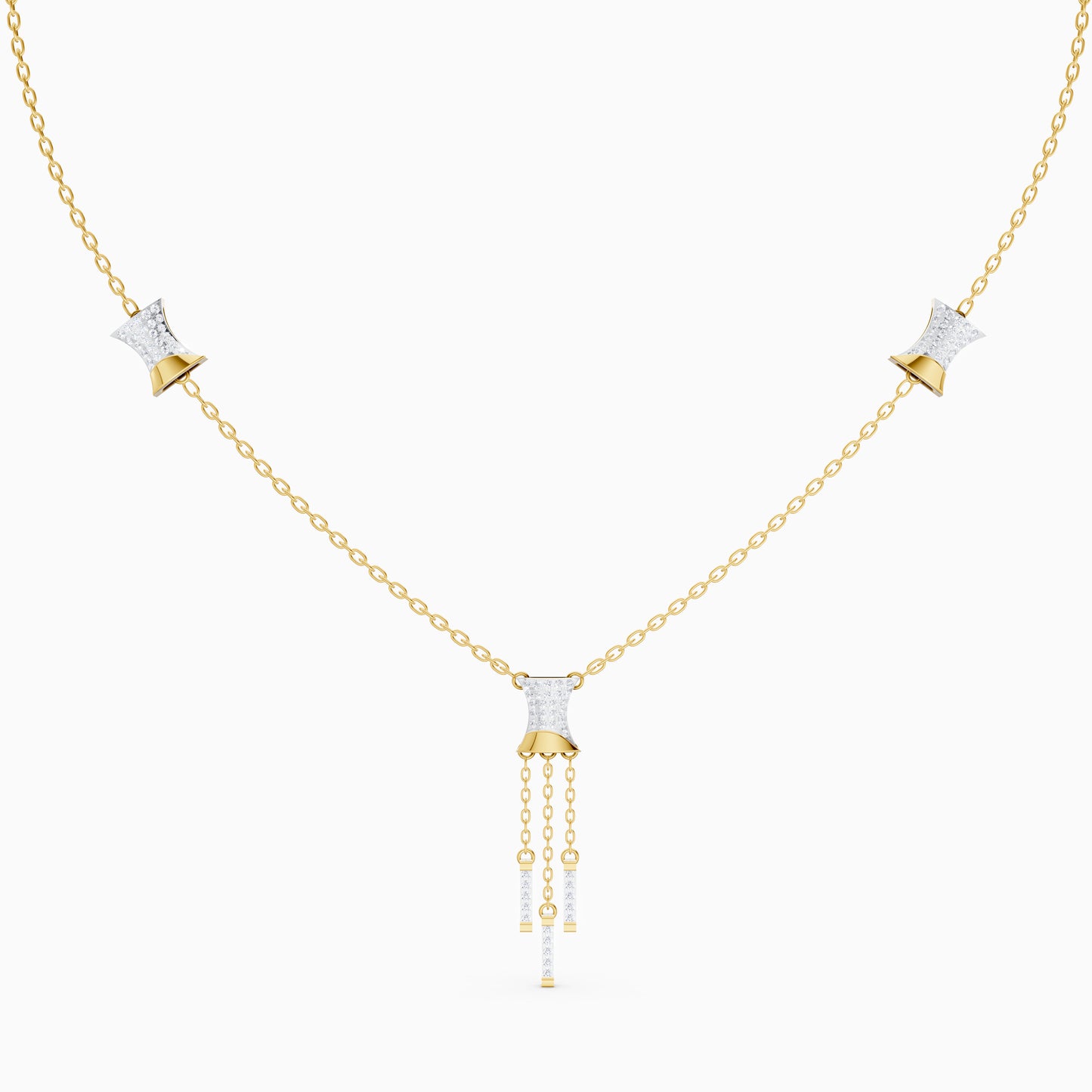 The Architectural Hourglass & Round-Diamond Fringe Pendant
