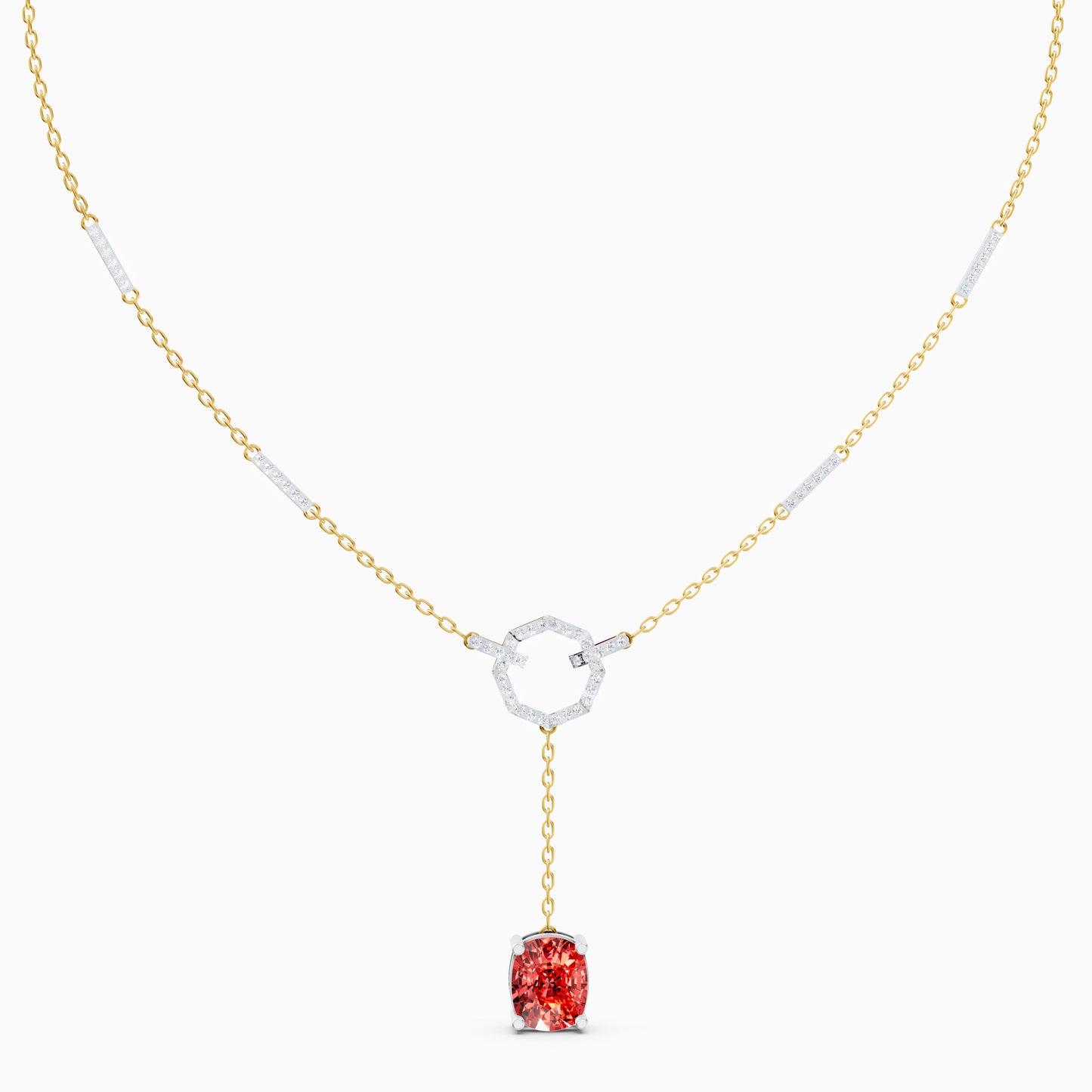 The Cushion-Cut Ruby-Tone & Octagonal Ring Pendant - 9KT
