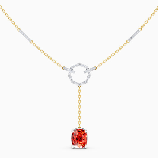 The Cushion-Cut Ruby-Tone & Octagonal Ring Pendant - 9KT