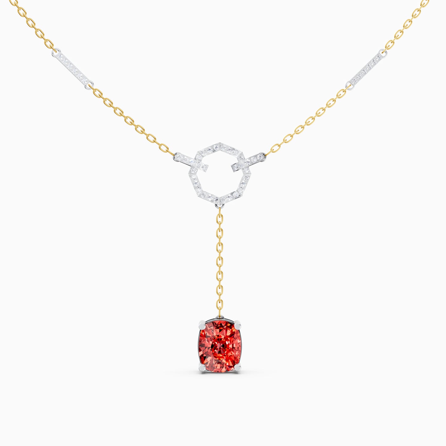 The Cushion-Cut Ruby-Tone & Octagonal Ring Pendant - 9KT