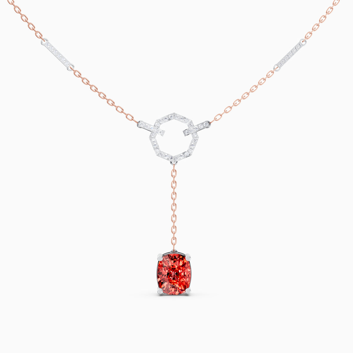 The Cushion-Cut Ruby-Tone & Octagonal Ring Pendant - 14KT