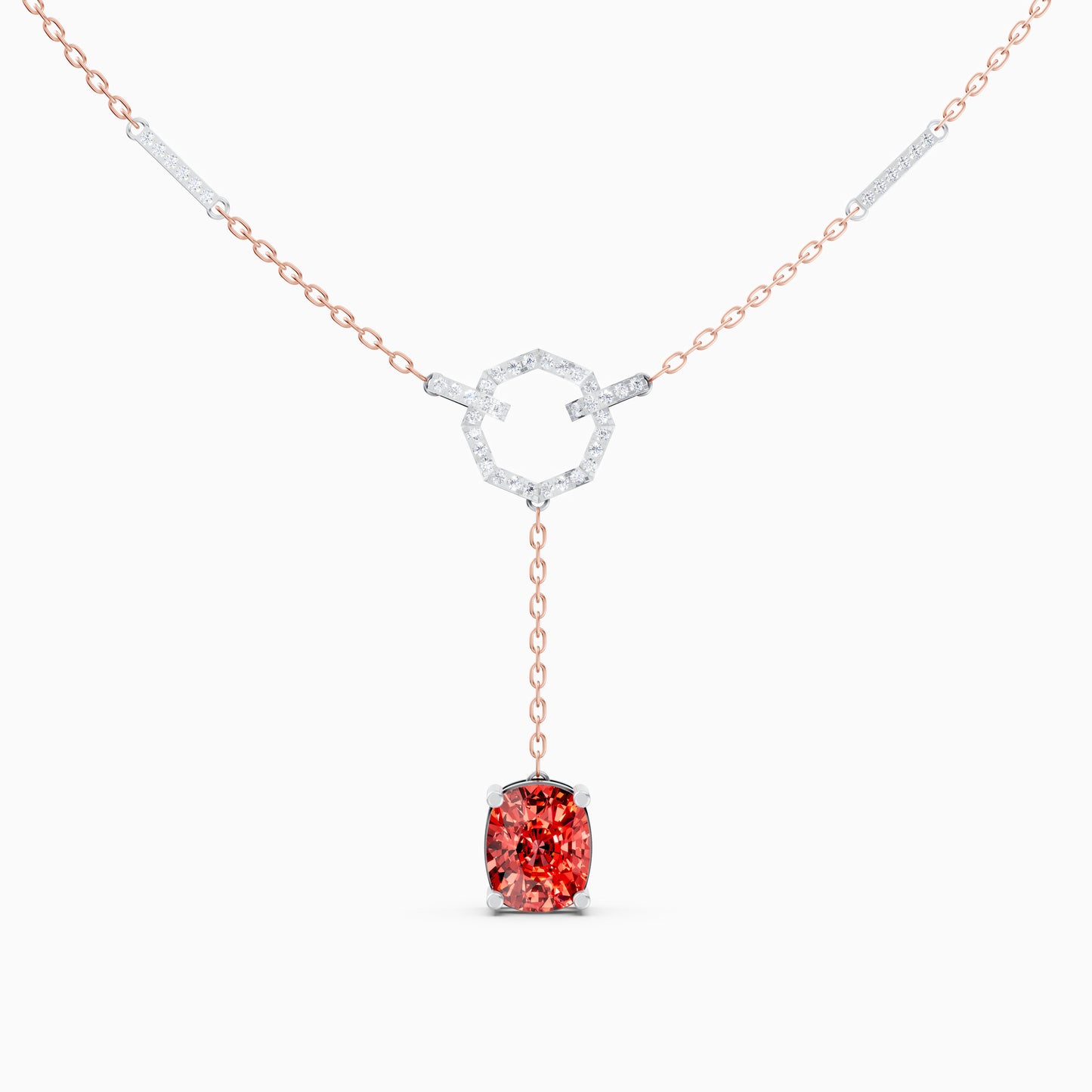 The Cushion-Cut Ruby-Tone & Octagonal Ring Pendant - 9KT