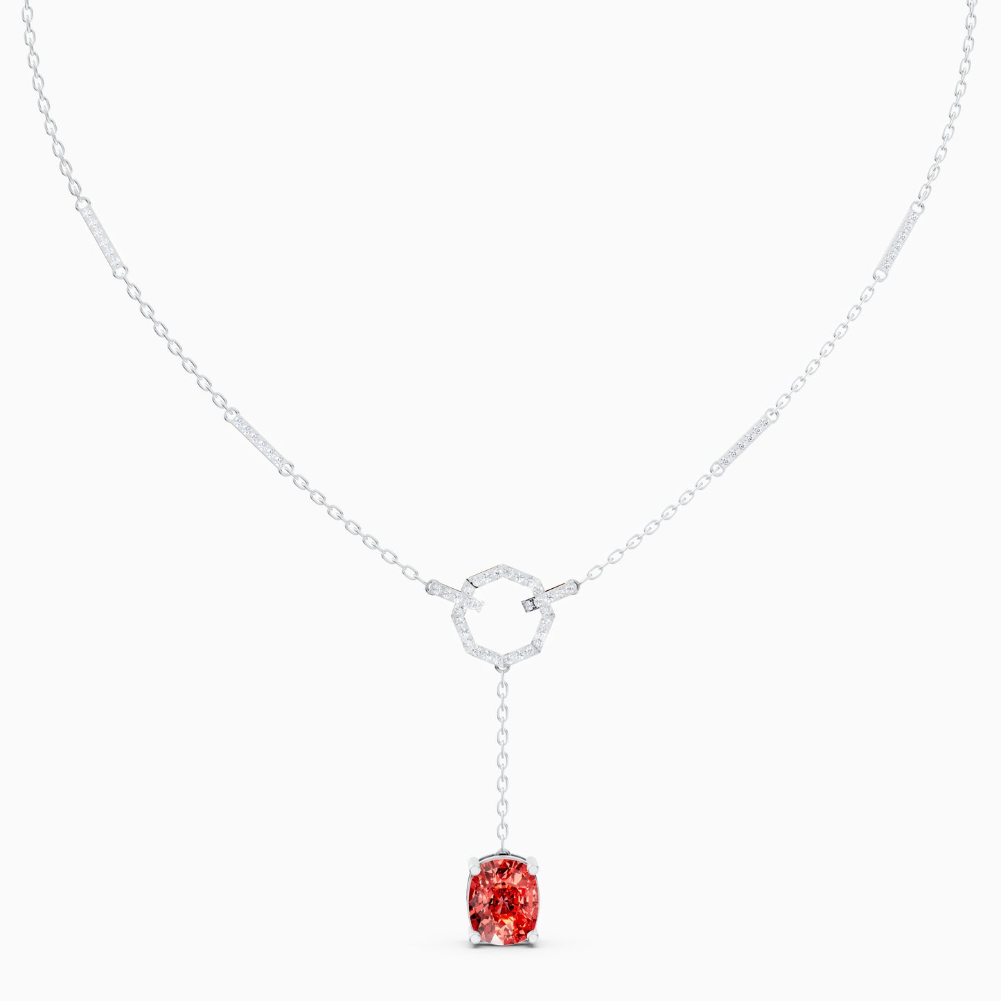 The Cushion-Cut Ruby-Tone & Octagonal Ring Pendant - 9KT