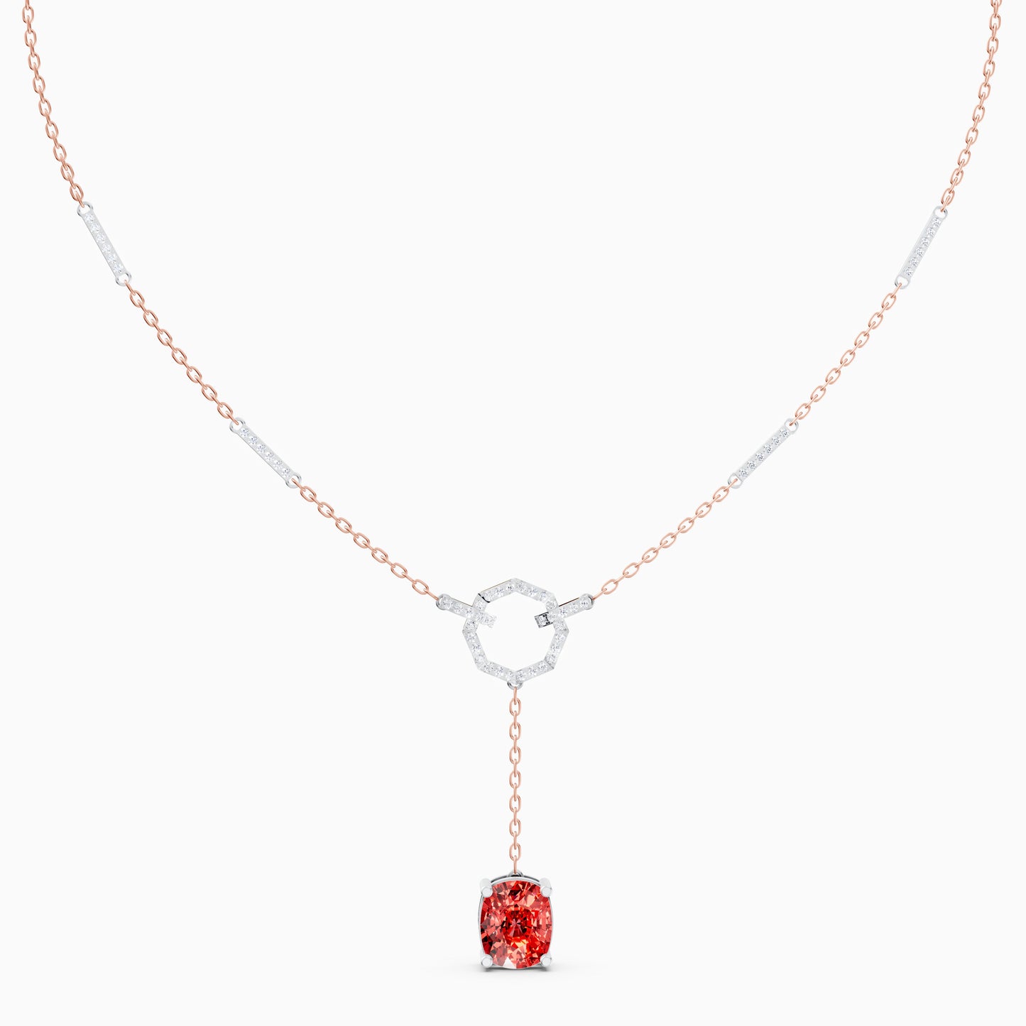 The Cushion-Cut Ruby-Tone & Octagonal Ring Pendant - 9KT
