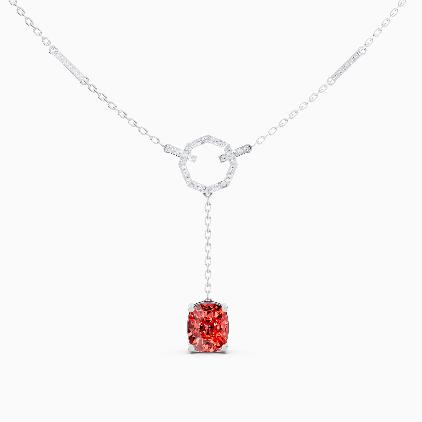 The Cushion-Cut Ruby-Tone & Octagonal Ring Pendant - 9KT