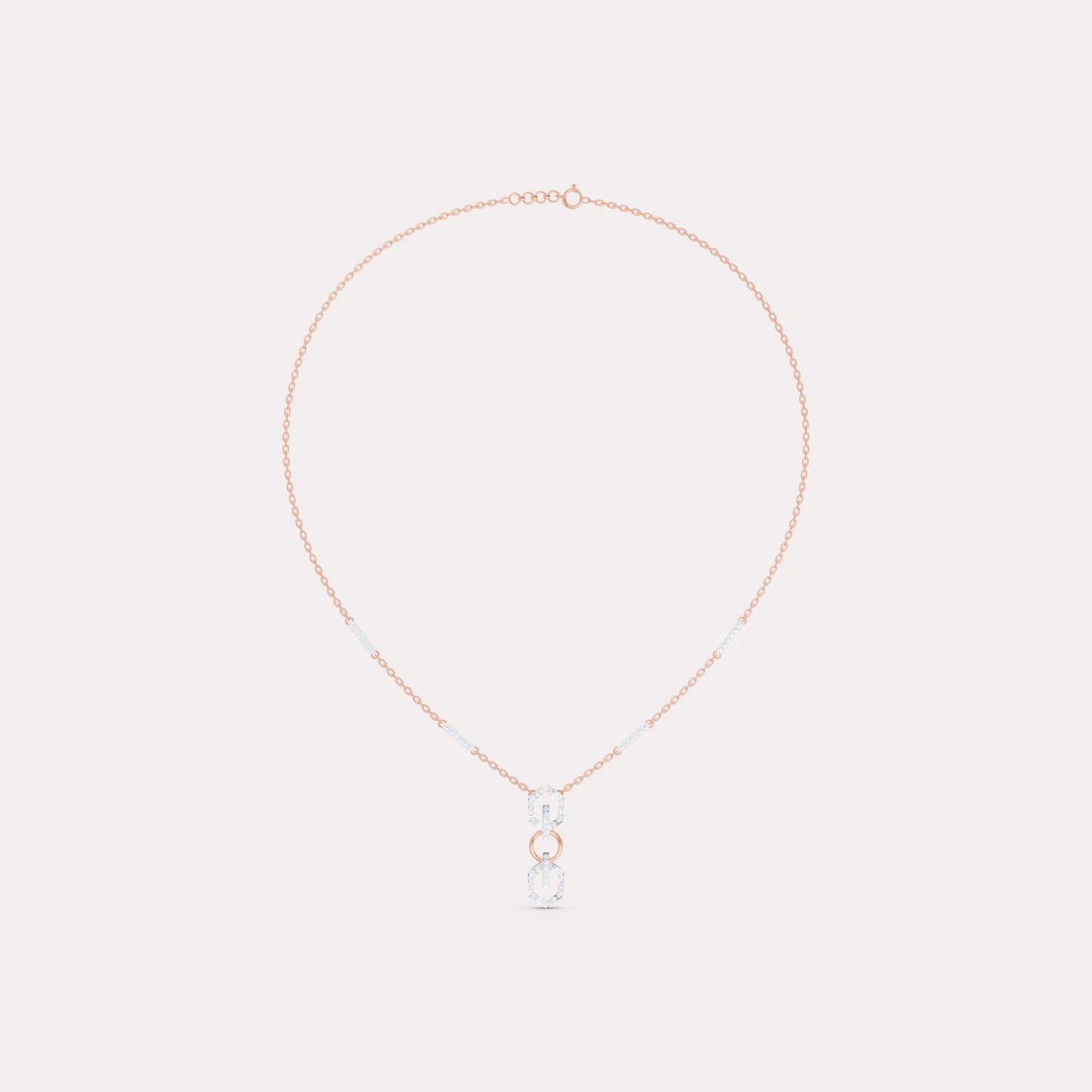 The Triple-Link Geometric Round Solitaire Necklace