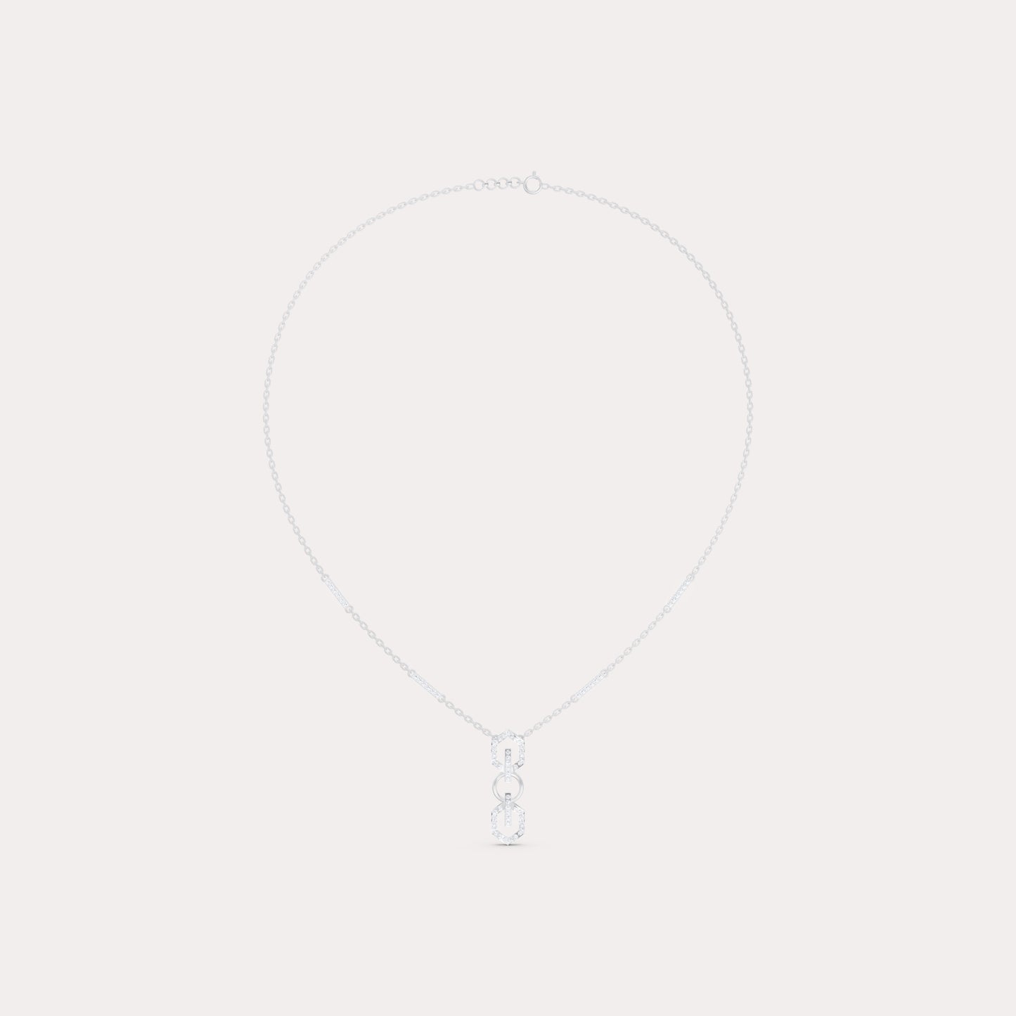The Triple-Link Geometric Round Solitaire Necklace