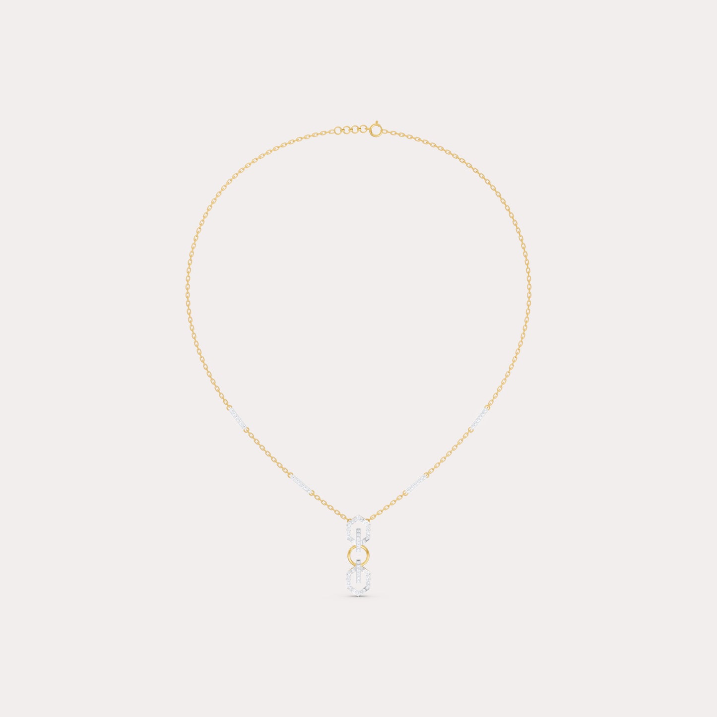 The Triple-Link Geometric Round Solitaire Necklace