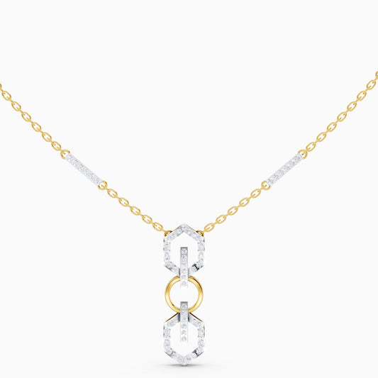 The Triple-Link Geometric Round Solitaire Necklace