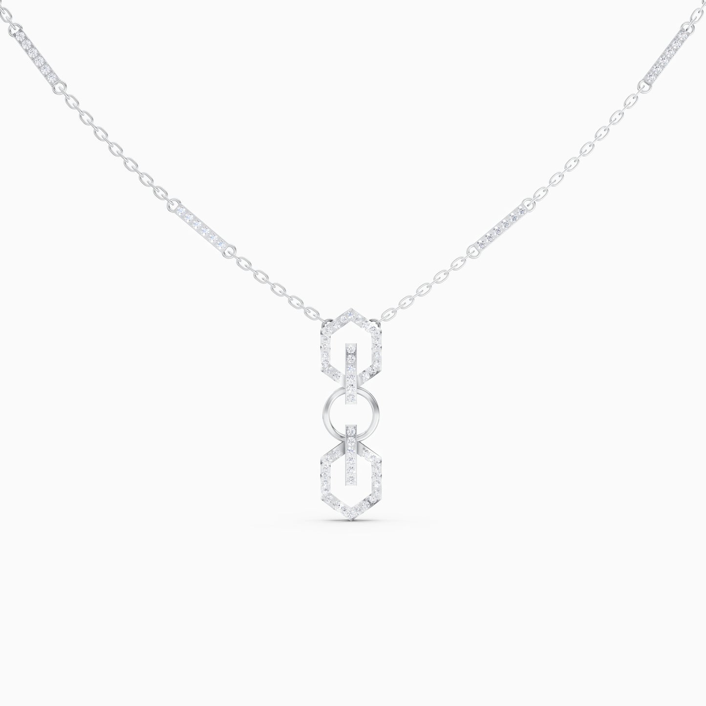 The Triple-Link Geometric Round Solitaire Necklace