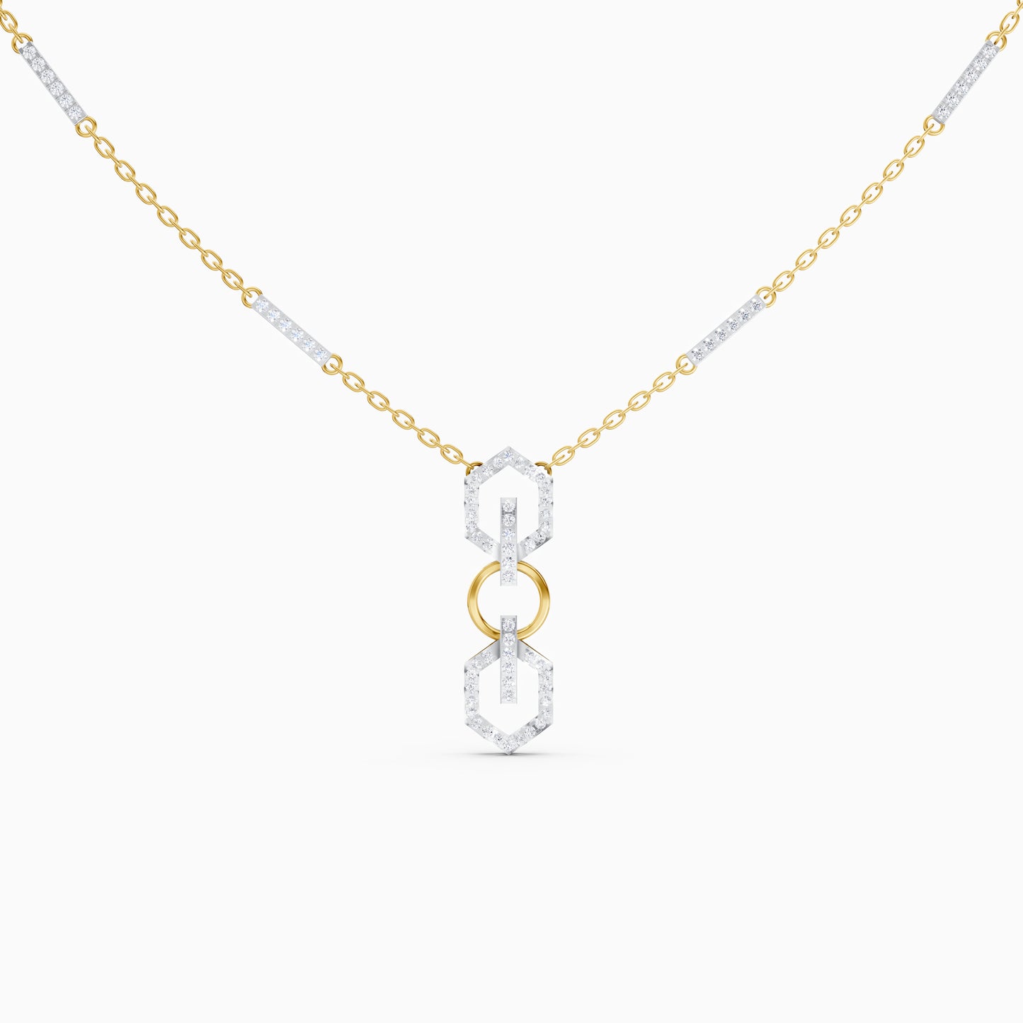 The Triple-Link Geometric Round Solitaire Necklace