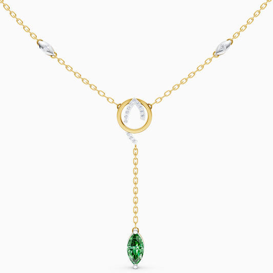 The Marquise-Leaf Station & Round-Cluster Loop Chain - 18KT