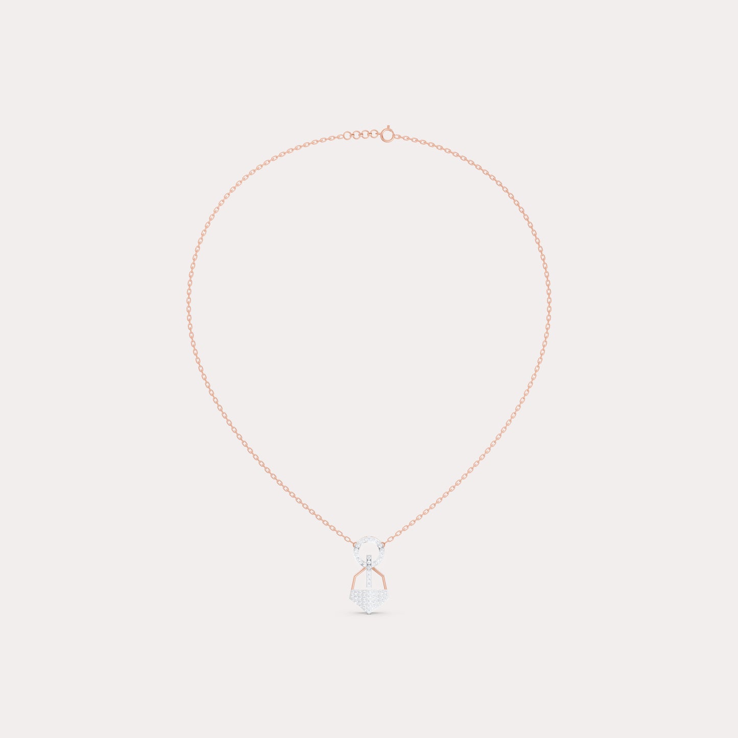 The Linked Round-Stone Bar & Pointed Shield Necklace