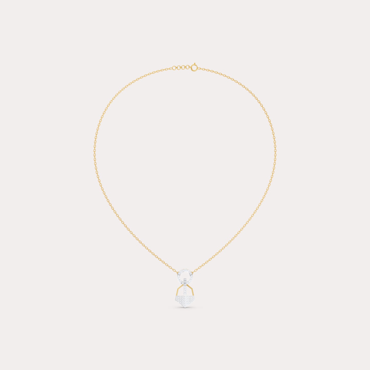 The Linked Round-Stone Bar & Pointed Shield Necklace